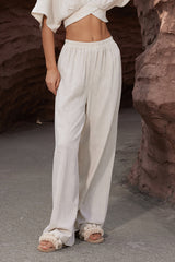 Linen Pleated Straight Leg Pants