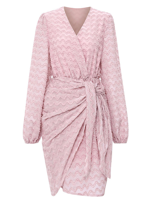 Vacation A-Line Lace-Up Solid Dress