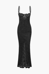 Maxikleid mit Spitzenschlitz 