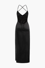 Tie Backless Slit V-neck Maxi Dress