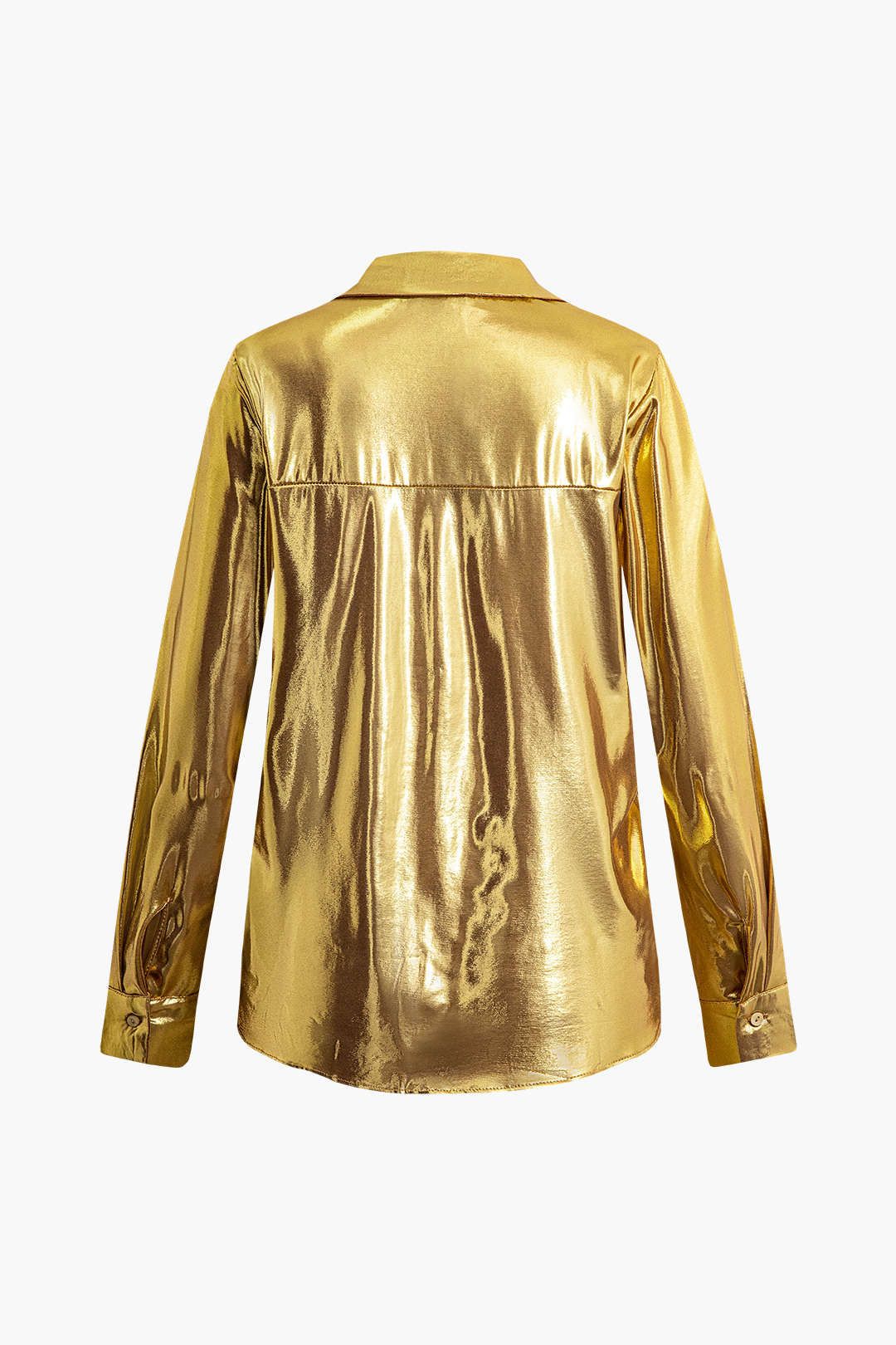 Metallic Effect Button Down Long Sleeve Shirt