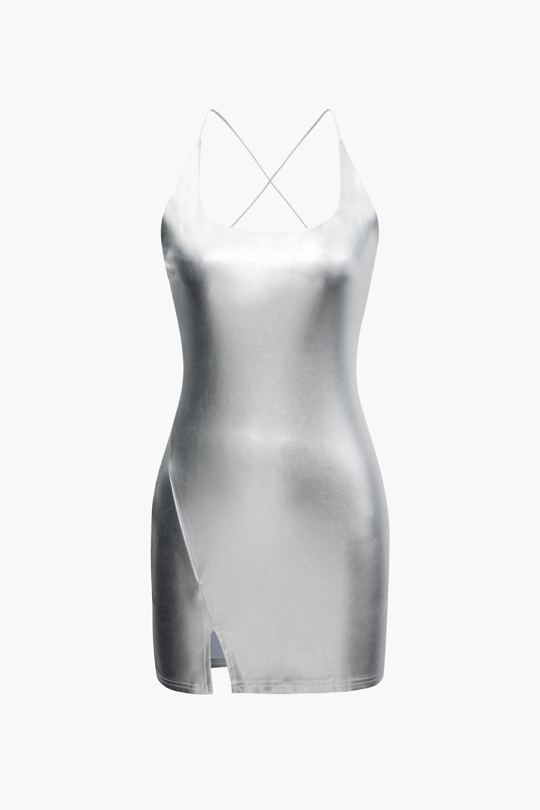 Metallic-Minikleid mit Schlitz 