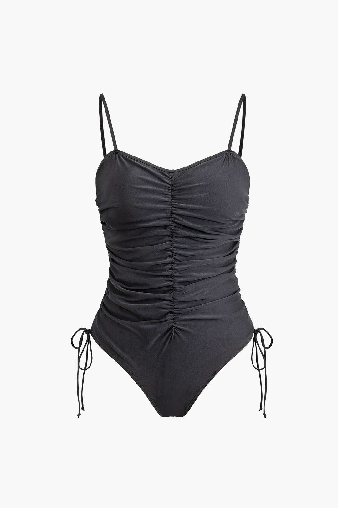 Slip Ruched Tie Swimsuit