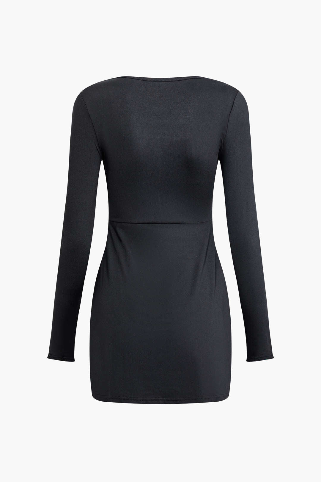 Kapuze und Auge, quadratischer Ausschnitt, Schlitz, langärmliges Minikleid 