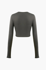 Round Neck Long Sleeve And Ruched Pants Set