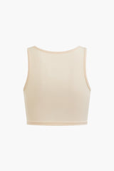 Solid Ribbed V-neck Crop Tank Top