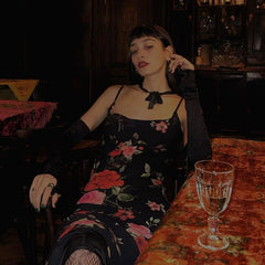 Retro Floral Dress Women Elegant Summer Slim Sleeveless Backless Long Dresses Female Party Temperament Maxi Dress WomanChristmas Gifts