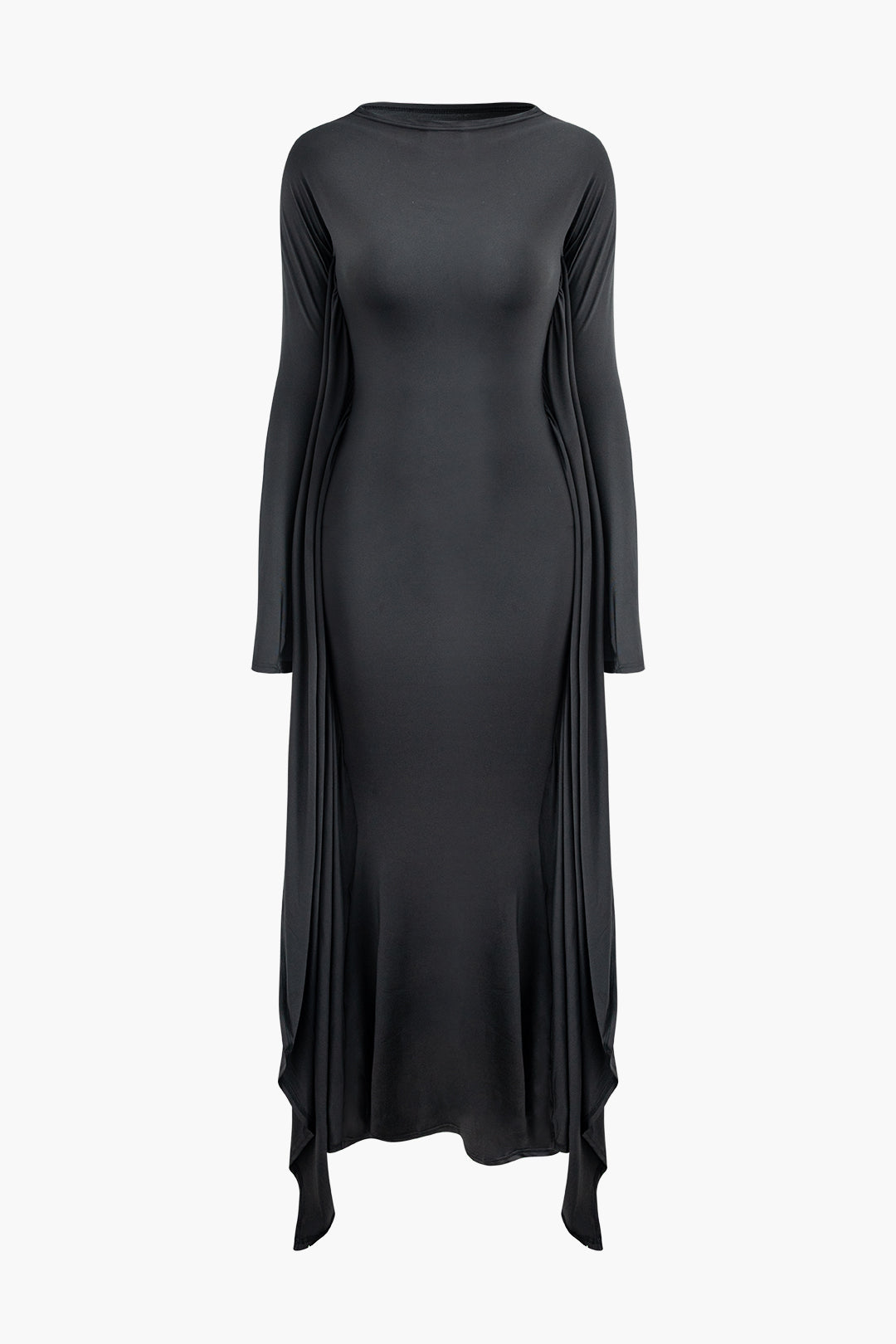 Einfarbiges Maxikleid mit Fledermausärmeln 