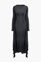 Einfarbiges Maxikleid mit Fledermausärmeln 