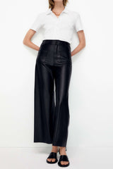 Faux Leather Pocket Straight Leg Pants