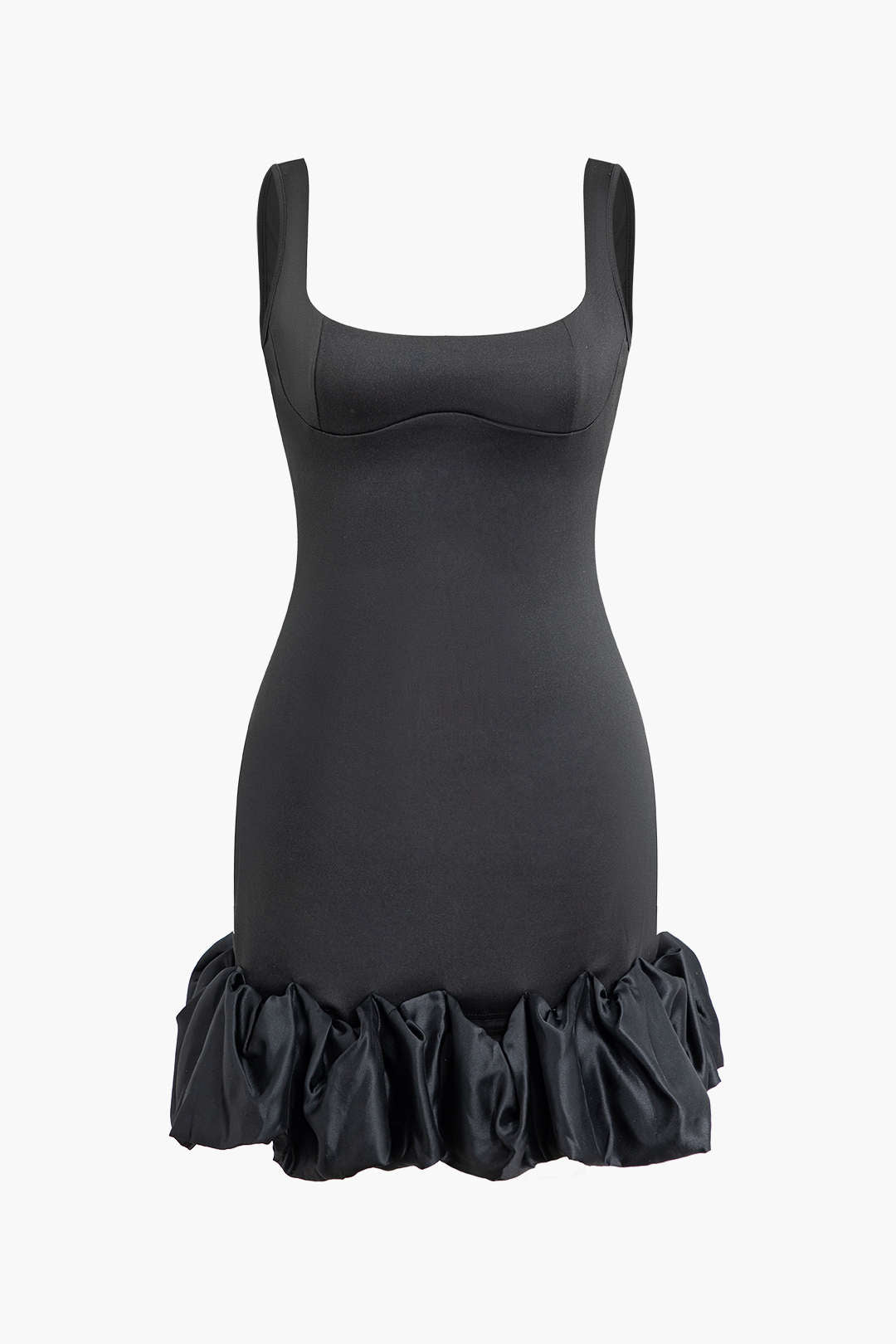Mini-Slipkleid mit Rüschensaum und eckigem Ausschnitt 