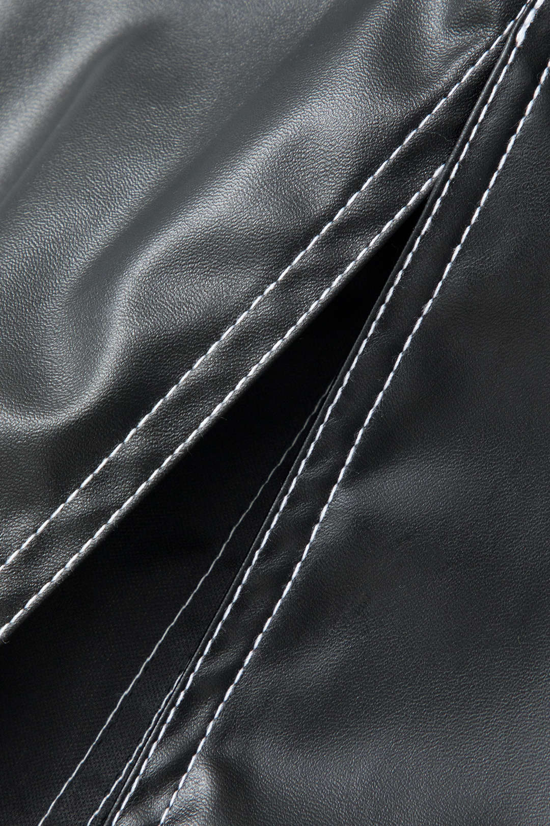 Stitching Detail Faux Leather Split Maxi Skirt