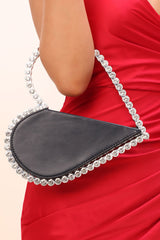 Heart Cut Out Rhinestone Embellished Clutch Bag