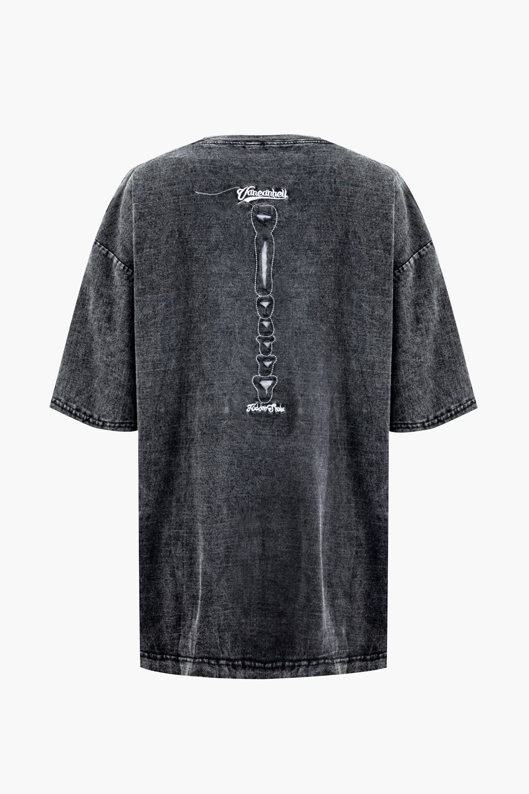 T-Shirt im Used-Look mit Rundhalsausschnitt und Skelett-Design 
