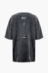 T-Shirt im Used-Look mit Rundhalsausschnitt und Skelett-Design 