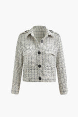 Tweed Button Up Flap Pocket Jacket