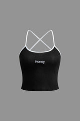 Honey Embroidery Cross Tie Cami Top