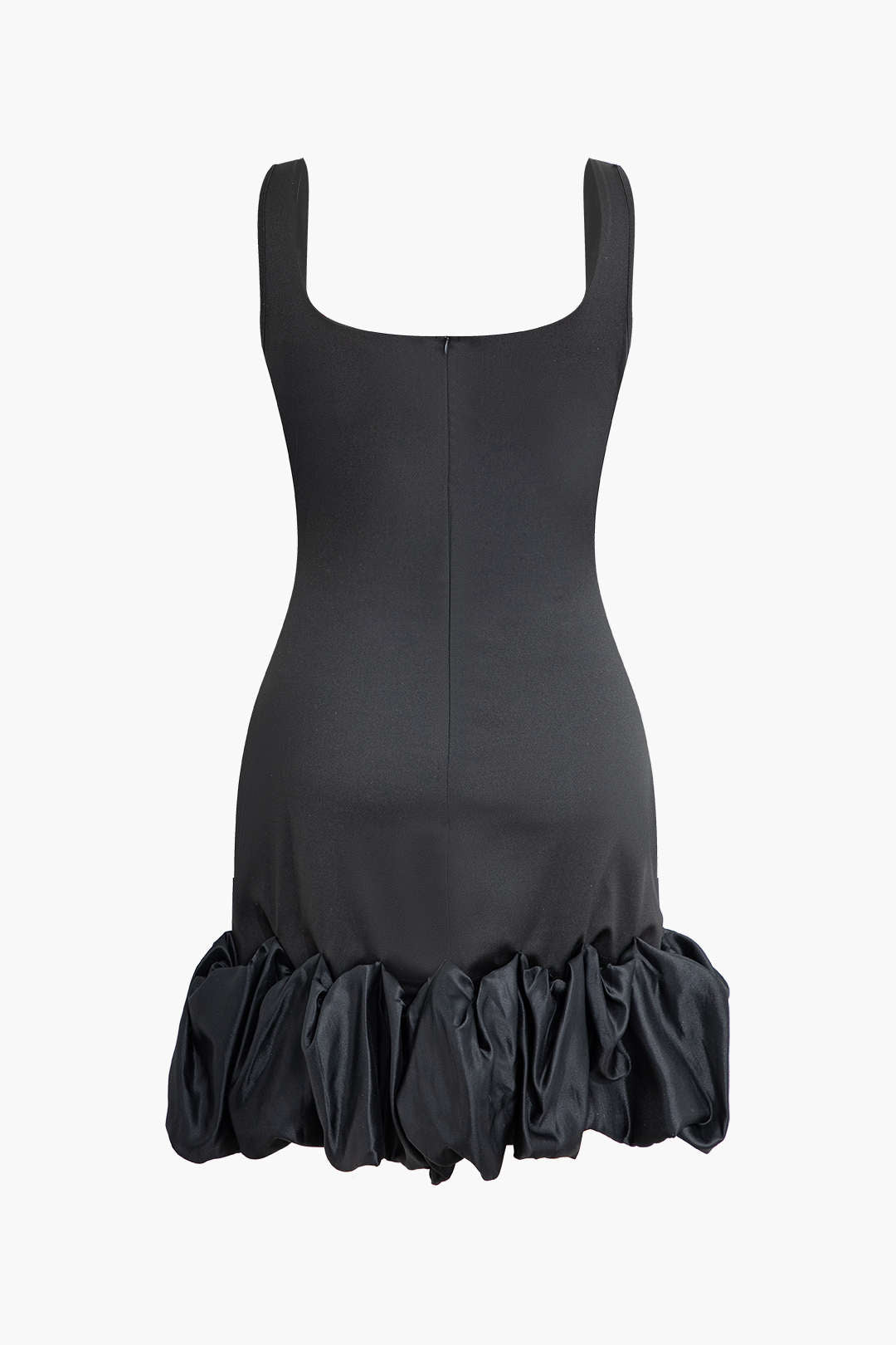 Mini-Slipkleid mit Rüschensaum und eckigem Ausschnitt 