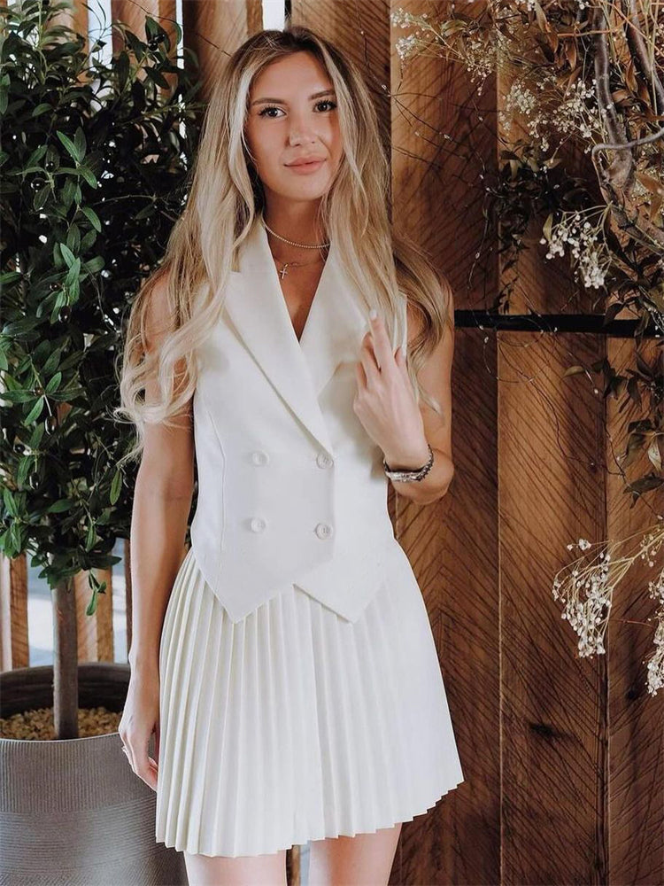 Falten Minirock-Sets für Damen, elegant, mit Drehkragen, bauchfreies Top, Femme Street Temperament, Röcke, 2-teilig, Anzüge, Damen-Outfits, neue Weihnachtsgeschenke 