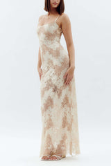 Maxi-Camisole-Kleid mit Blumenmuster und Schnürung hinten 