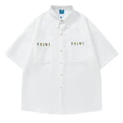 Floral Embroidery Gingham Shirt