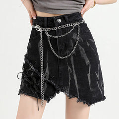Grunge Aesthetic Black Denim Skirt