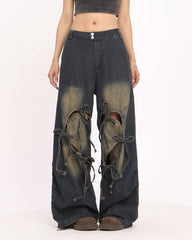 Heart Bow Wide Leg Skater Jeans