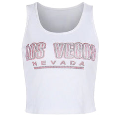 Las Vegas Rhinestone Ribbed Tank