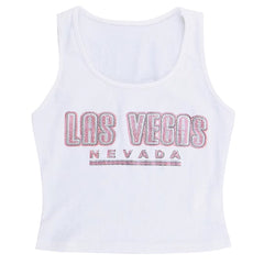 Las Vegas Rhinestone Ribbed Tank