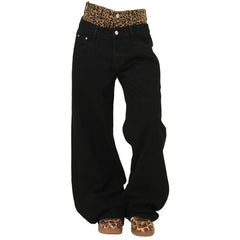 Inner Leopard Layered Jeans