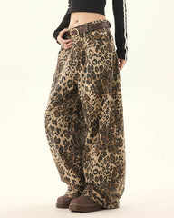 Animal Instincts Leopard Print Wide-Leg Pants
