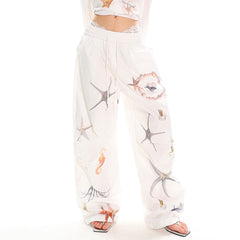 Mermaid Aesthetic Wide-Leg Trousers