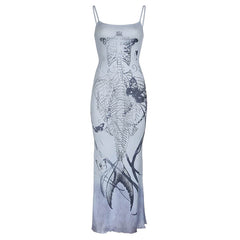Mermaid Skeleton Print Dress