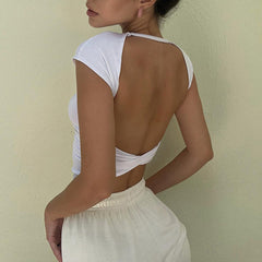 Old Money Open Back Crop Top