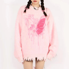 Pastel Pink Butterfly Sweater