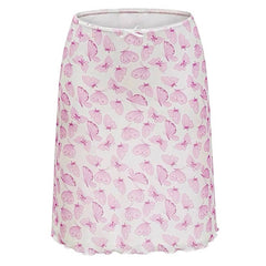 Pink Sheer Butterfly Print Skirt