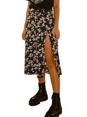 Printed Split Midi Skirt