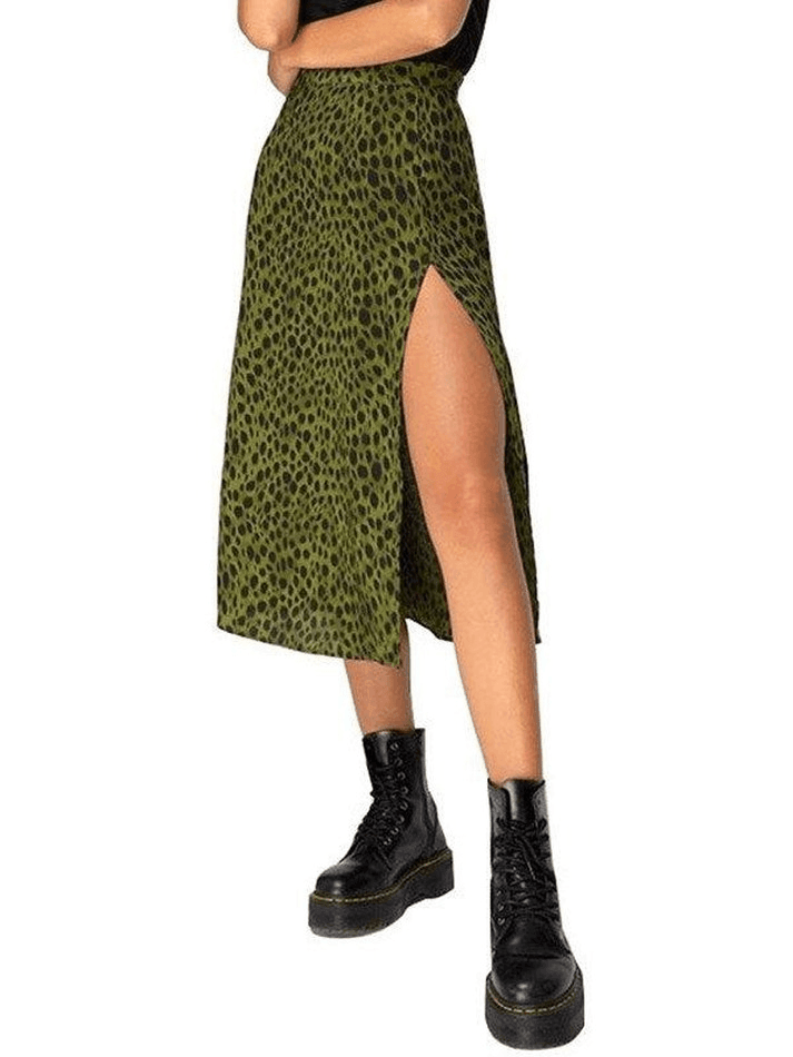 Printed Split Midi Skirt