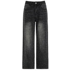 Midnight Rhinestone Baggy Jeans