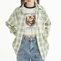 Sage Green Plaid Oversized Shirt