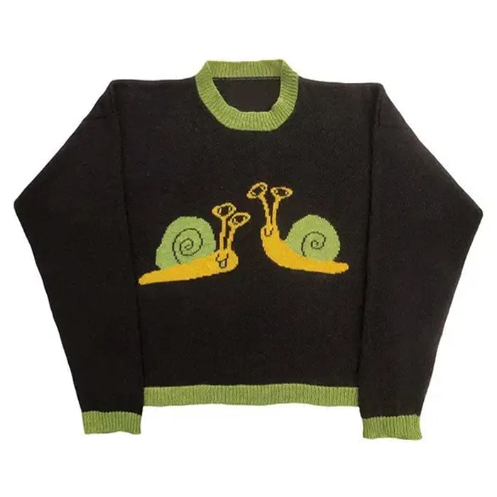 Snail Embroidery Aesthetic Sweater