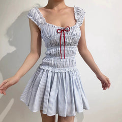 Seaside Striped Ruffle Mini Dress