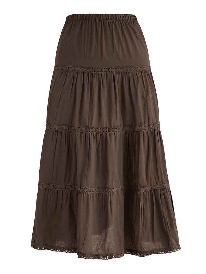 Ifomat Vintage Tiered Midi Skirt