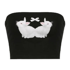 Y2K Rabbit Print Tube Top